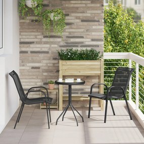 Conjunto Bistro de Jardim de 3 Peças Preto Textilene e Aço