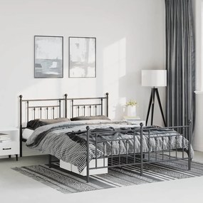 vidaXL Estrutura de cama com cabeceira e pés 135x190 cm metal preto