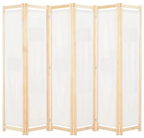vidaXL Divisória de quarto com 6 painéis 240x170x4 cm tecido cor creme