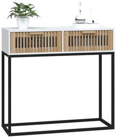 Mesa consola 80x30x75 cm derivados de madeira e ferro branco