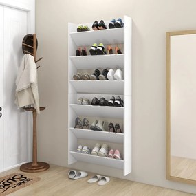 Sapateiras de parede 2 pcs 80x18x90 cm contraplacado branco