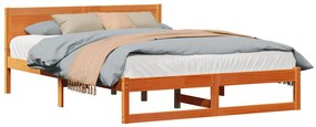 Estrutura de Cama Marrom Encerado Madeira 140 x 200 cm Simples