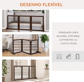 PawHut Barreira de Segurança para Cães de 3 Paineis Barreira para Cães