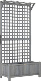 Outsunny Canteiro elevado com treliça e cobertura, Floreira, Canteiro de flores, resistente às intempéries, madeira, 90 x 45 x 183 cm, Cinza escuro | Aosom Portugal