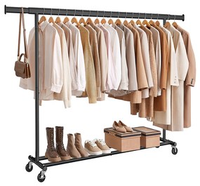 Guarda roupa com rodas 45 x (160-200) x 161,5 cm (P x L x A) Preto
