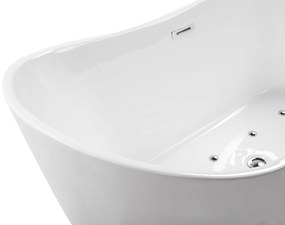 Banheira autónoma de hidromassagem em acrílico branco com LED 168 x 80 cm ANTIGUA Beliani
