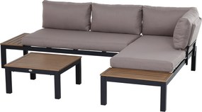 Outsunny Conjunto de jardim para 3 pessoas com mesa lateral, sofá com almofadas, exterior, alumínio, 164 x 74 x 69 cm | Aosom Portugal