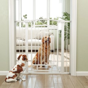 Barreira de Segurança para Cães com Largura Ajustável 76-104 cm  2 Extensões para Escadas e Portas 76-104x104 cm Branco