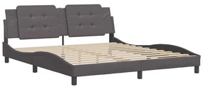 Estrutura cama c/ cabeceira 180x200cm couro artificial cinzento