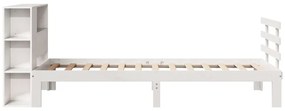 Cama com estante sem colchão 90x200 cm pinho maciço branco
