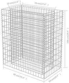 Canteiro elevado/cesto gabião 90x50x100 cm aço galvanizado