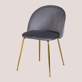 Cadeira de Jantar em Veludo Kana Design Cinza & Dourado - Sklum