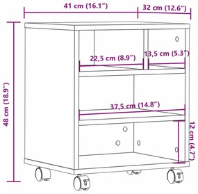 Suporte para impressora com rodas 41x32x48 cm preto