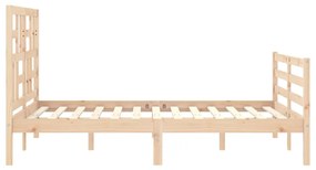 Estrutura de cama com cabeceira 140x190 cm madeira maciça