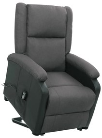 vidaXL Poltrona elevatória tecido cinzento-escuro