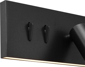 Conjunto de 2 candeeiros de parede modernos pretos ajustáveis com USB-C incl. LED - Modric