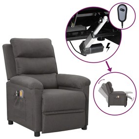 3098976 vidaXL Poltrona de massagens elétrica tecido cinza-escuro