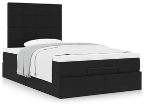 Estrutura de cama otomana com colchão preto 120x190 cm tecido