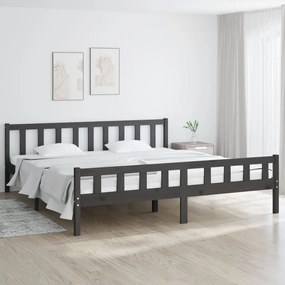 Estrutura de cama 160x200 cm madeira maciça cinzento