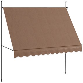 Toldo Manual Retrátil com Manivela 300x120x210-300 cm com Altura Ajustável Impermeável para Jardim Varanda Castanho