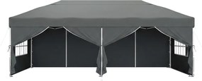 Tenda dobrável de 6 x 3 m, com paredes laterais, resistente, pavilhão para jardim, eventos, feiras cinzenta