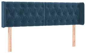 Cabeceira cama c/ luzes LED veludo 147x16x78/88 cm azul-escuro