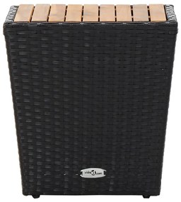3 pcs conjunto bistrô jardim vime PE e madeira de acácia preto