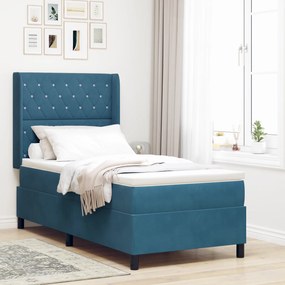 Cama Box com Colchão vidaXL Azul Escuro 100x200 cm Velvet