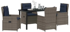 Conjunto de Jantar de Jardim 5 Peças Cinza Rattan de Polietileno