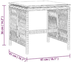 Bancos jardim c/ almofadões 4pcs 41x41x36cm vime PE cinza-claro