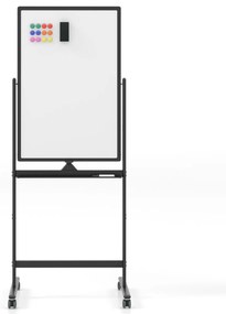 Quadro branco móvel magnético 60x90cm seco dupla face com rodas de suporte rotação 360° altura ajustável de 151-178cm no escritório escola Preto