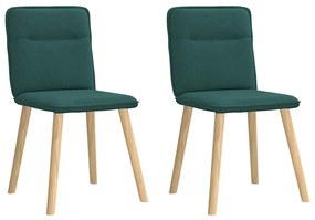 Cadeiras de jantar 2 pcs tecido verde-escuro