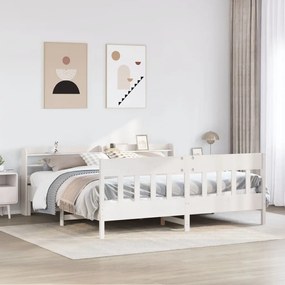 Cama sem colchão 180x200 cm madeira de pinho maciça branco