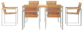 Conjunto de Jantar para Jardim vidaXL de 7 Peças Madeira Sólida Teca