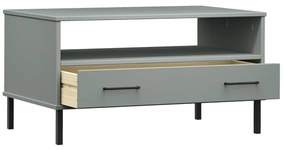 Mesa centro pernas de metal 85x50x45 madeira maciça OSLO cinza