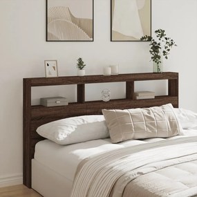 vidaXL Armário cabeceira c/ luzes LED 180x17x102 cm carvalho castanho