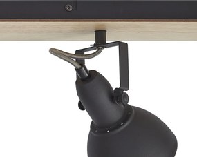 Foco de teto preto com madeira 4 luzes giratório e inclinável - Jakub