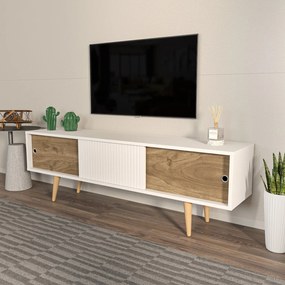 Móvel TV Ecrin – Branco e Nogueira – 160 cm x 45 cm x 34,5 cm