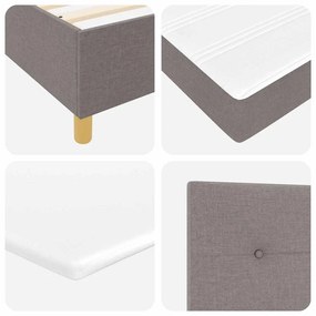 Cama Box Spring com Colchão &amp; LED Taupe 120x190 cm Tecido