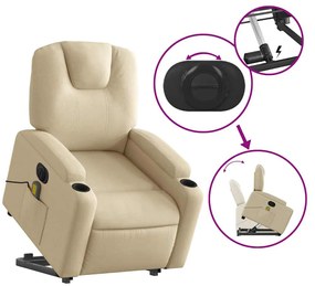 Poltrona elétrica elevatória massagens tecido creme