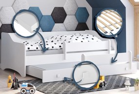 Cama infantil dupla Erik II 160x80 - puxador branco - colchão e estrado incluído