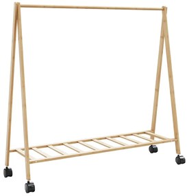 Cabide com prateleiras e rodas 106x34x106,5 cm bambu