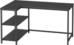 Secretária com espaço de arrumação, em L 120 x 80 x 76 cm, prateleira ajustável em altura Preto
