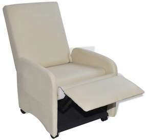 Poltrona reclinável em couro artificial creme