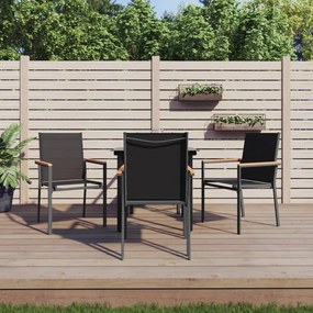 vidaXL 5 pcs conjunto de jantar para jardim textilene e aço preto