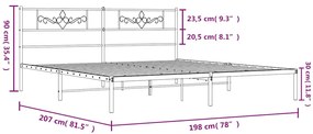 Estrutura de cama com cabeceira 193x203 cm metal preto