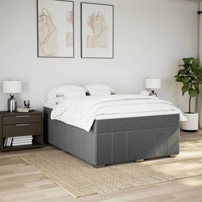 Cama com molas/colchão 140x200 cm tecido cinzento-escuro