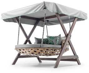 Baloiço de Jardim Duplo Dominic – Estrutura em Madeira de Pinho, Tecid