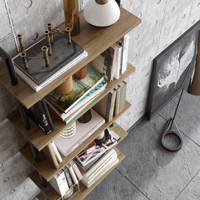 Estante Paula – Nogueira e Preto – 60x174x22 cm