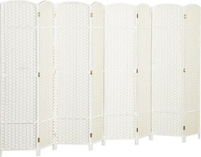 HOMCOM Divisória de 8 painéis, Biombo Dobrável, Tela de Privacidade para Sala de Estar, Quarto, Home Office, Branco | Aosom Portugal
